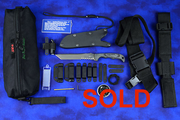 "PJLT" tactical, combat, rescue knife kit, with LIMA, UBLX, belt loops and mounting straps, sternum harness accessories and storage