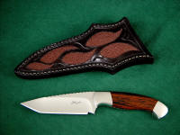 Alegre in 440C blade steel, 304 stainless steel bolsters, Mahogany Obsidian Gemstone, Stingray Skin sheath